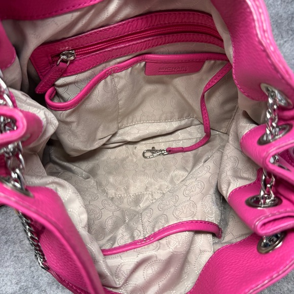Michael Kors Jet Set Chain Shoulder Bag Tote Fuschia Hot Pink Bucket Handbag - Picture 6 of 14